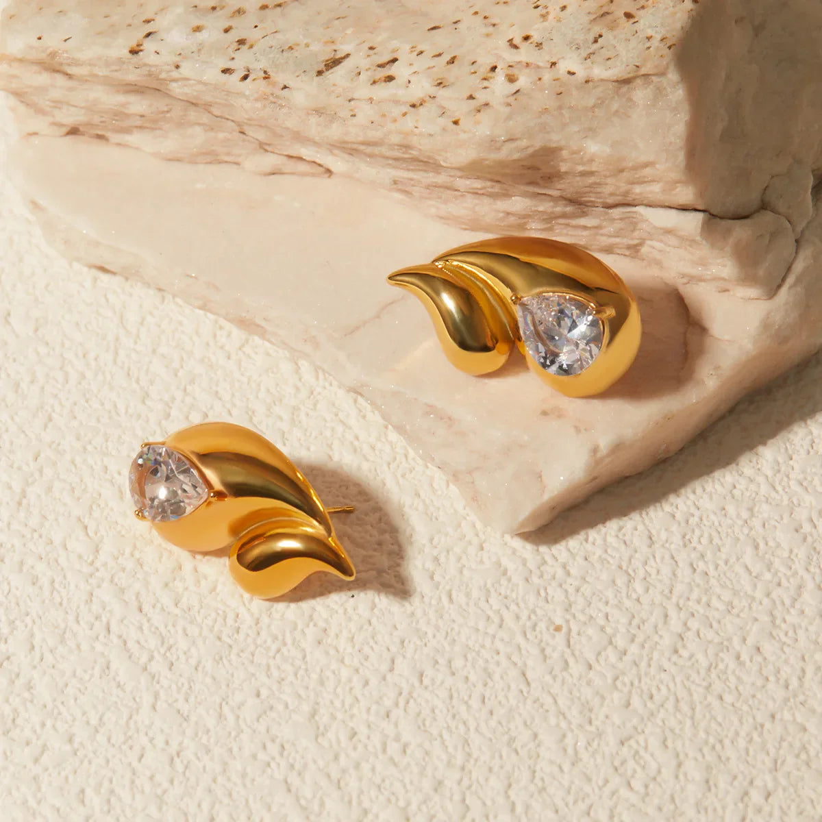 Water Drop and Rhinestone Stud Earrings