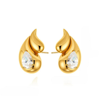 Water Drop and Rhinestone Stud Earrings