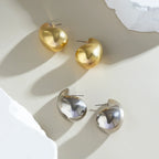 Large Water Drop Stud Earrings Silver
