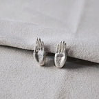 Buddha Hand Stud Earrings silver