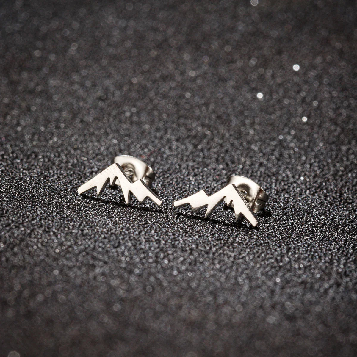 Mountain Stud Earrings for Women or Men silver