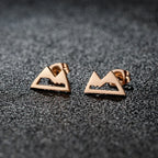 Minimalist Mountain Stud Earrings Rose Gold