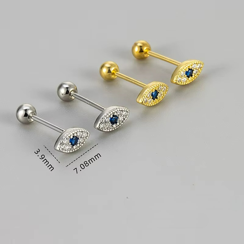 Rhinestone Evil Eye Stud Earrings