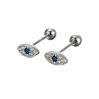 Rhinestone Evil Eye Stud Earrings silver