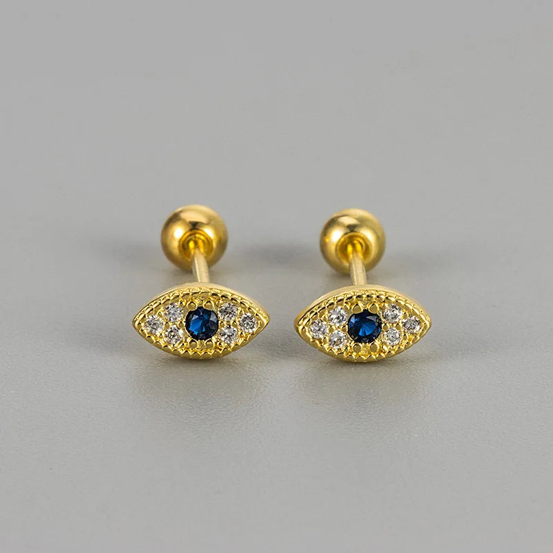 Rhinestone Evil Eye Stud Earrings or