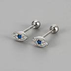 Rhinestone Evil Eye Stud Earrings silver