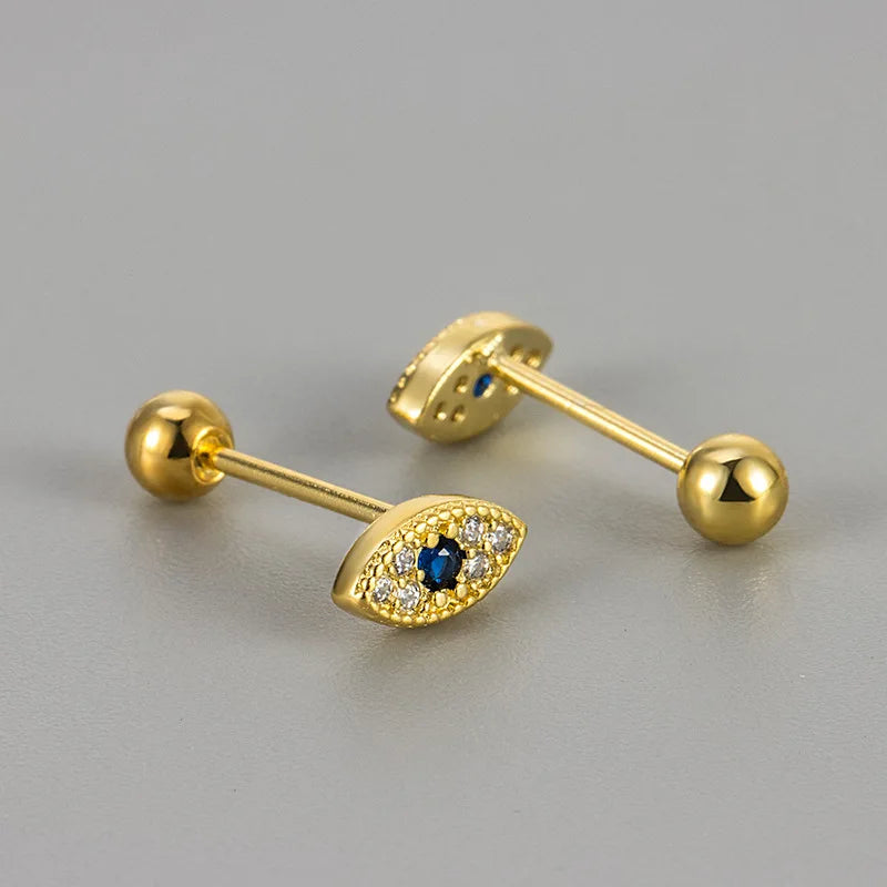 Rhinestone Evil Eye Stud Earrings or