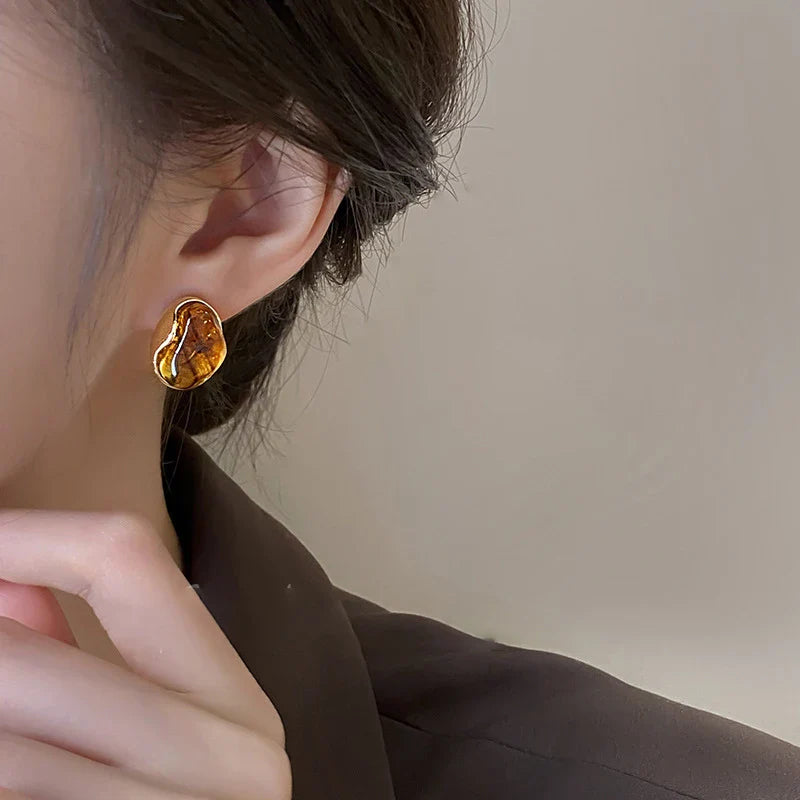 Protection Tiger's Eye Stud Earrings for Women
