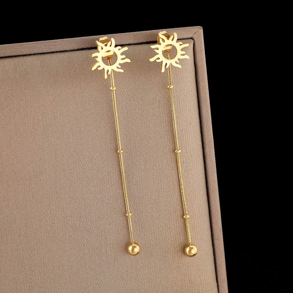 Sun Gold Dangle Stud Earrings