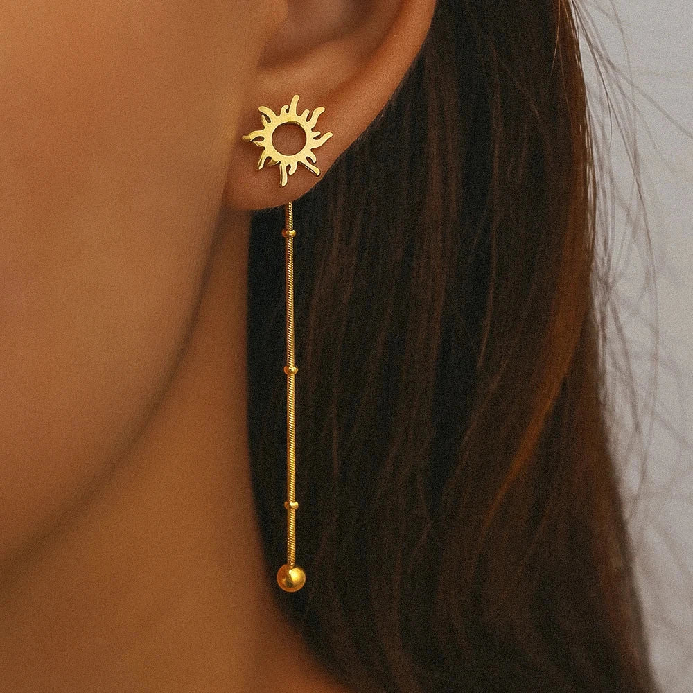 Sun Gold Dangle Stud Earrings