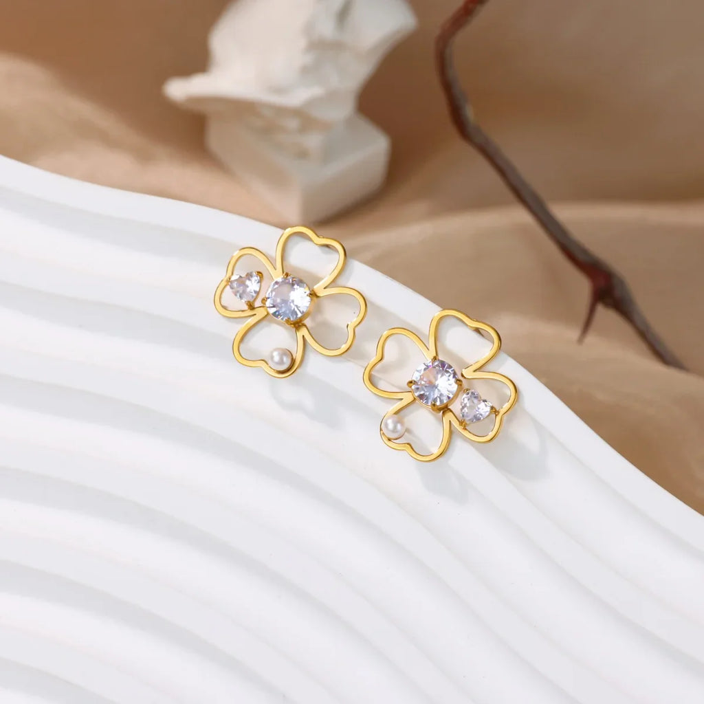 Four-Leaf Clover Lucky Stud Earrings