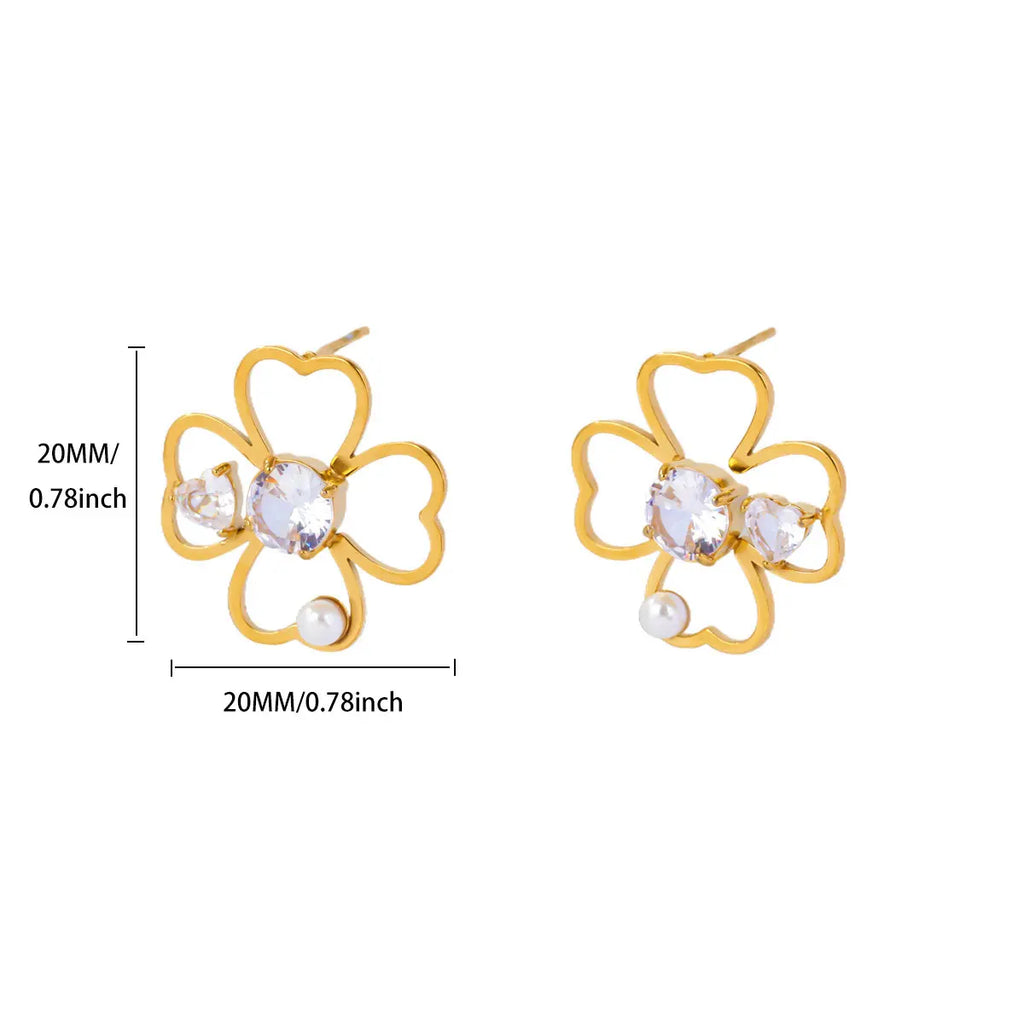 Four-Leaf Clover Lucky Stud Earrings
