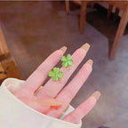 Green Four-Leaf Clover Stud Earrings
