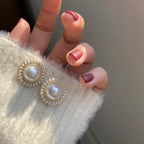 Vintage Stud Earrings with Pearl