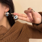 Vintage Evil Eye Stud Earrings silver