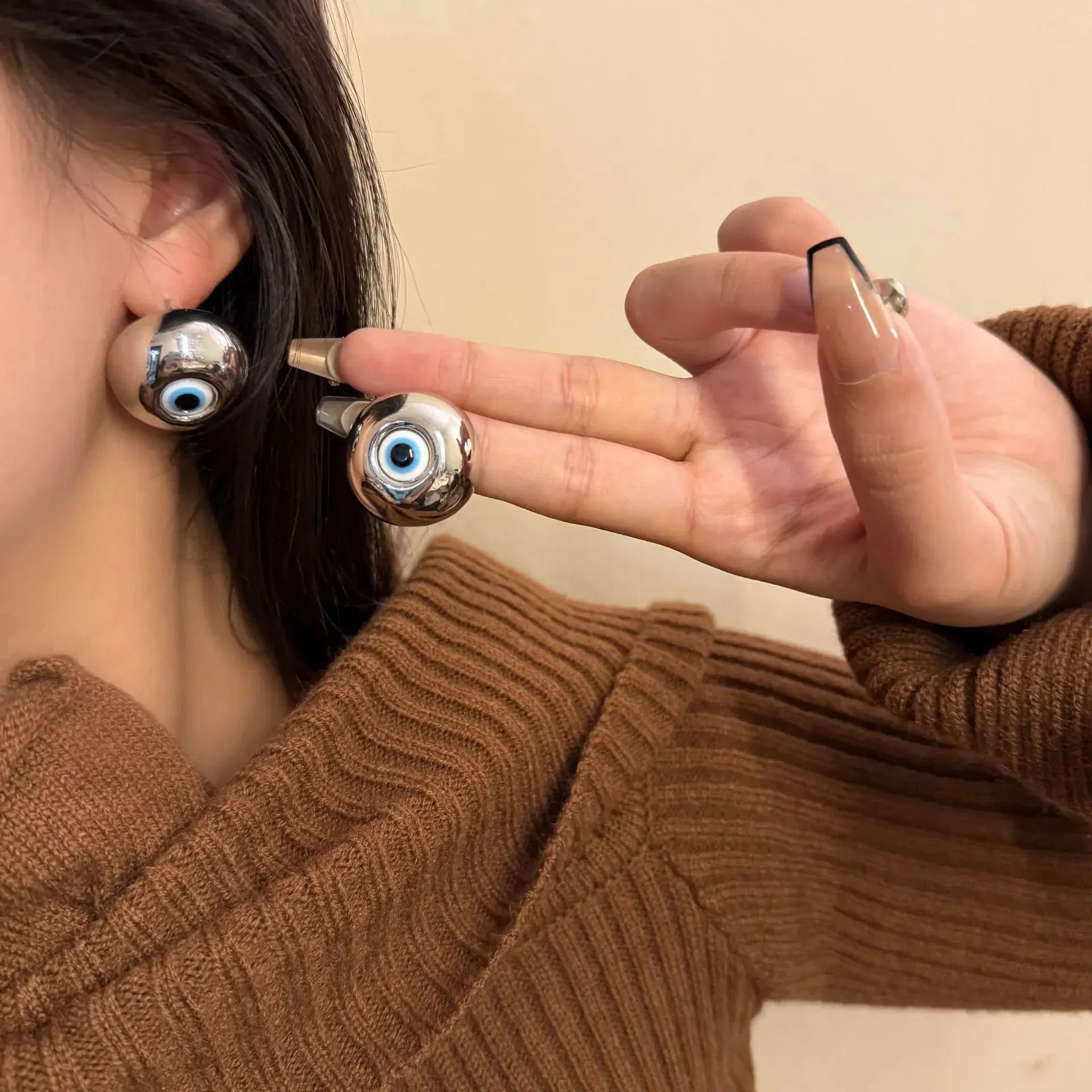 Vintage Evil Eye Stud Earrings silver