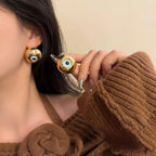 Vintage Evil Eye Stud Earrings gold