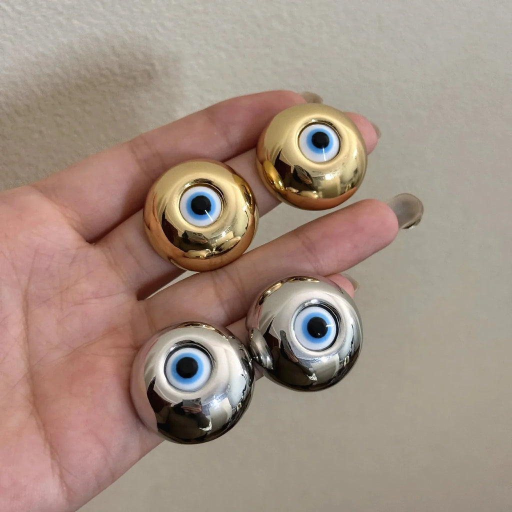 Vintage Evil Eye Stud Earrings silver