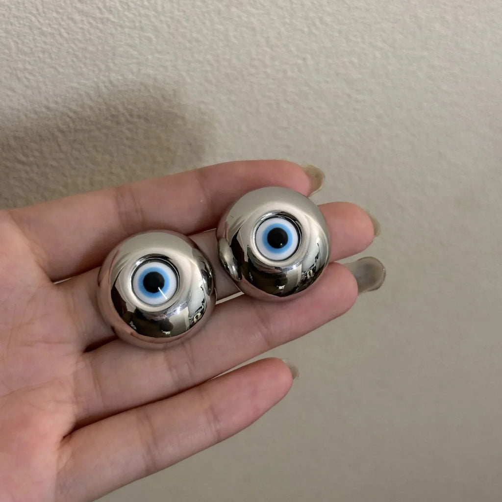 Vintage Evil Eye Stud Earrings silver