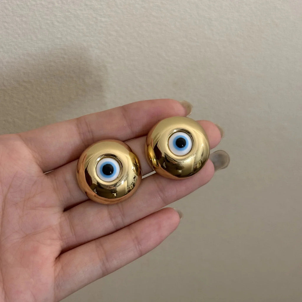 Vintage Evil Eye Stud Earrings gold
