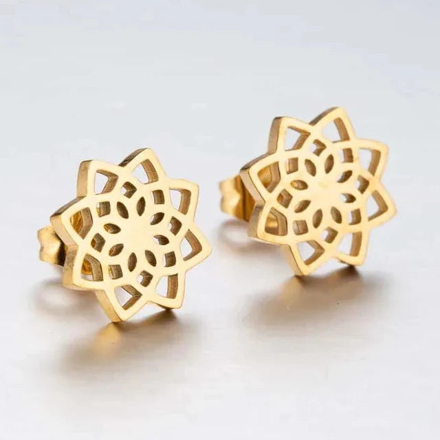 Mandala Women's Stud Earrings Gold