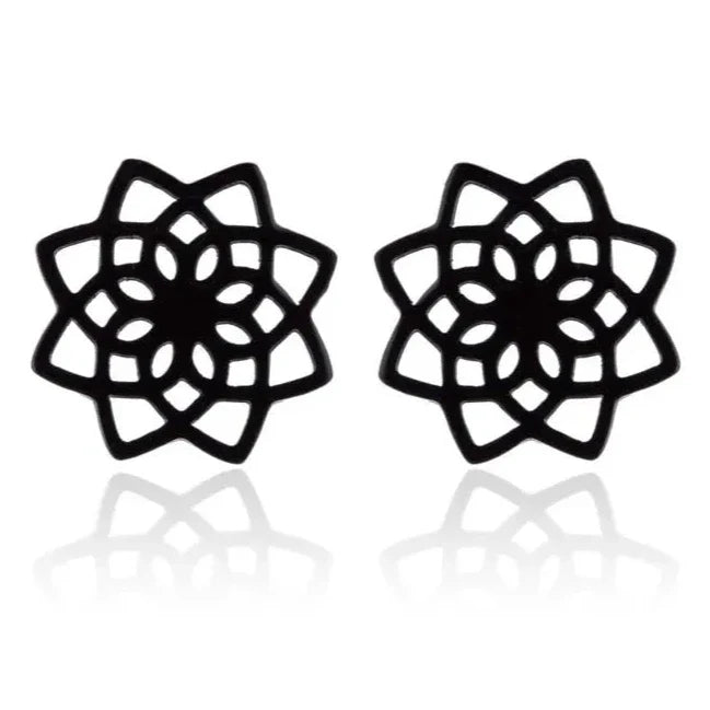 Mandala Women's Stud Earrings Black