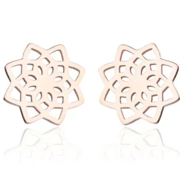 Mandala Women's Stud Earrings Rose Gold