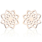 Mandala Women's Stud Earrings Rose Gold