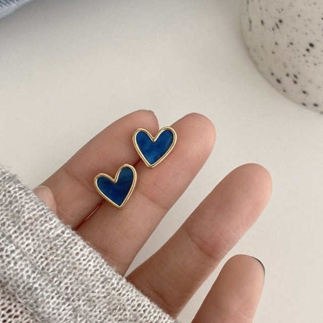 Blue & Pink Heart Earrings blue
