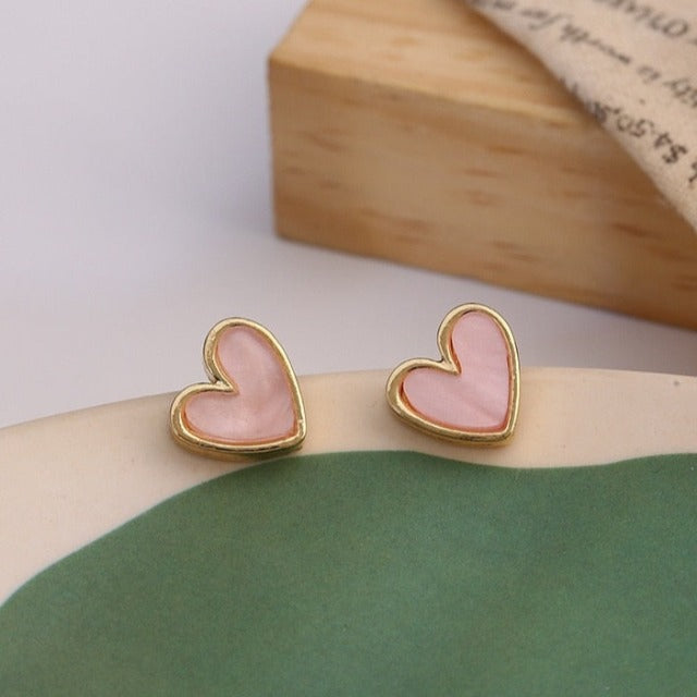 Blue & Pink Heart Earrings pink