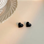Heart Stud Earrings for Women black