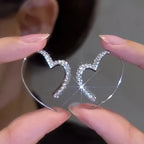 Heart Hoop Earrings with Zircons