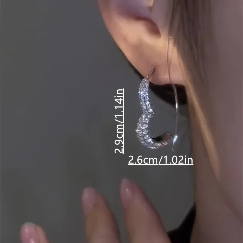 Heart Hoop Earrings with Zircons