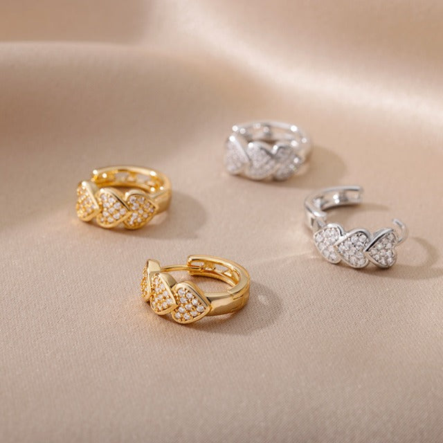 Gold Hearts Earrings - Silver