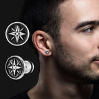 Men's Compass Stud Earrings Wind Rose