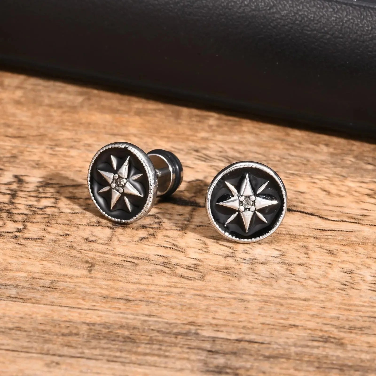 Men's Compass Stud Earrings Wind Rose