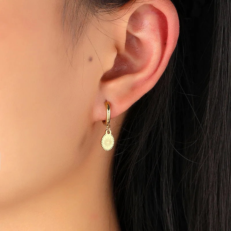 Compass Hoop Earrings Wind Rose Compass Women