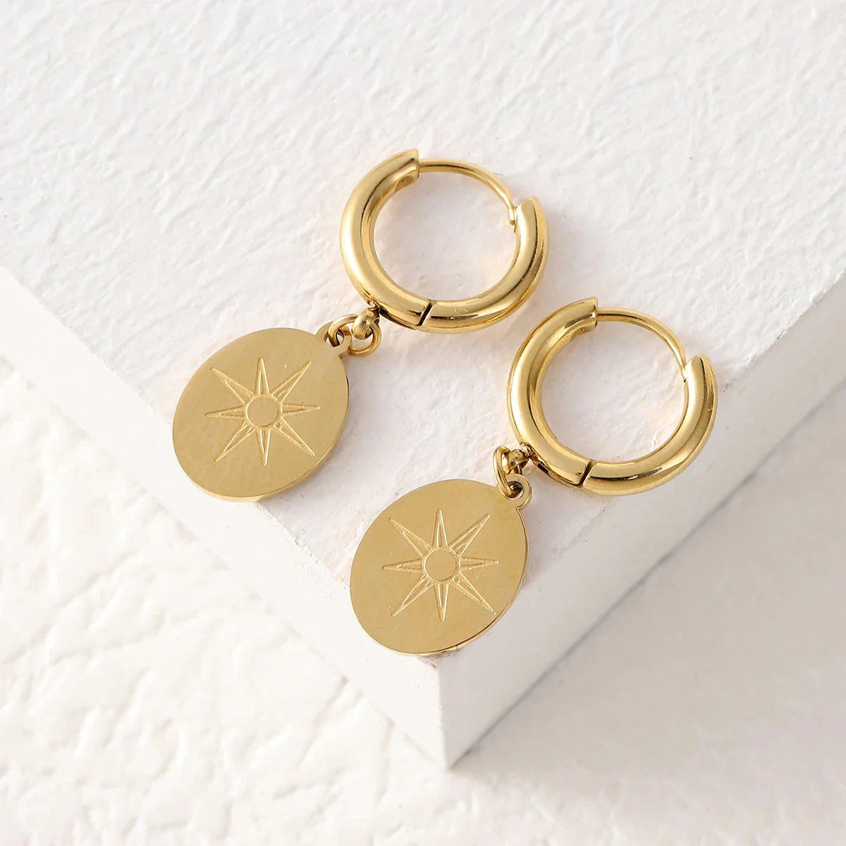 Compass Drop Earrings Wind Rose Compass