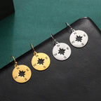 Compass Drop Earrings Compass Rose Wind Rose Women Silver