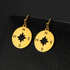 Compass Drop Earrings Compass Rose Wind Rose Women Gold