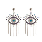 Blue Greek Turkish Evil Eye Earrings Mataki Matiasma style 1 silver