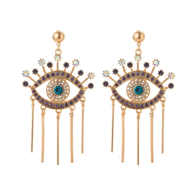 Blue Greek Turkish Evil Eye Earrings Mataki Matiasma style 1 gold