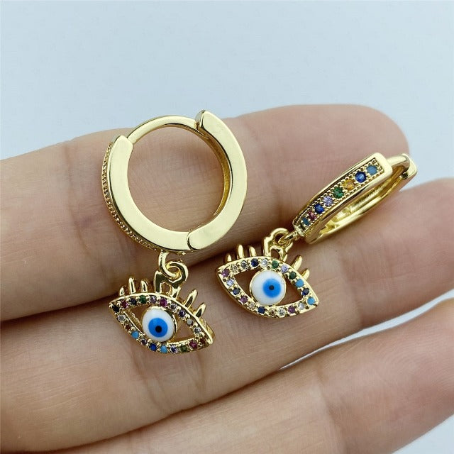Blue Greek Turkish Evil Eye Earrings Matiasma Mataki