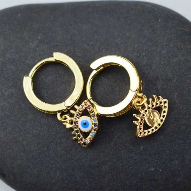 Blue Greek Turkish Evil Eye Earrings Matiasma Mataki
