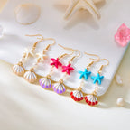 Colorful shell dangle earrings 