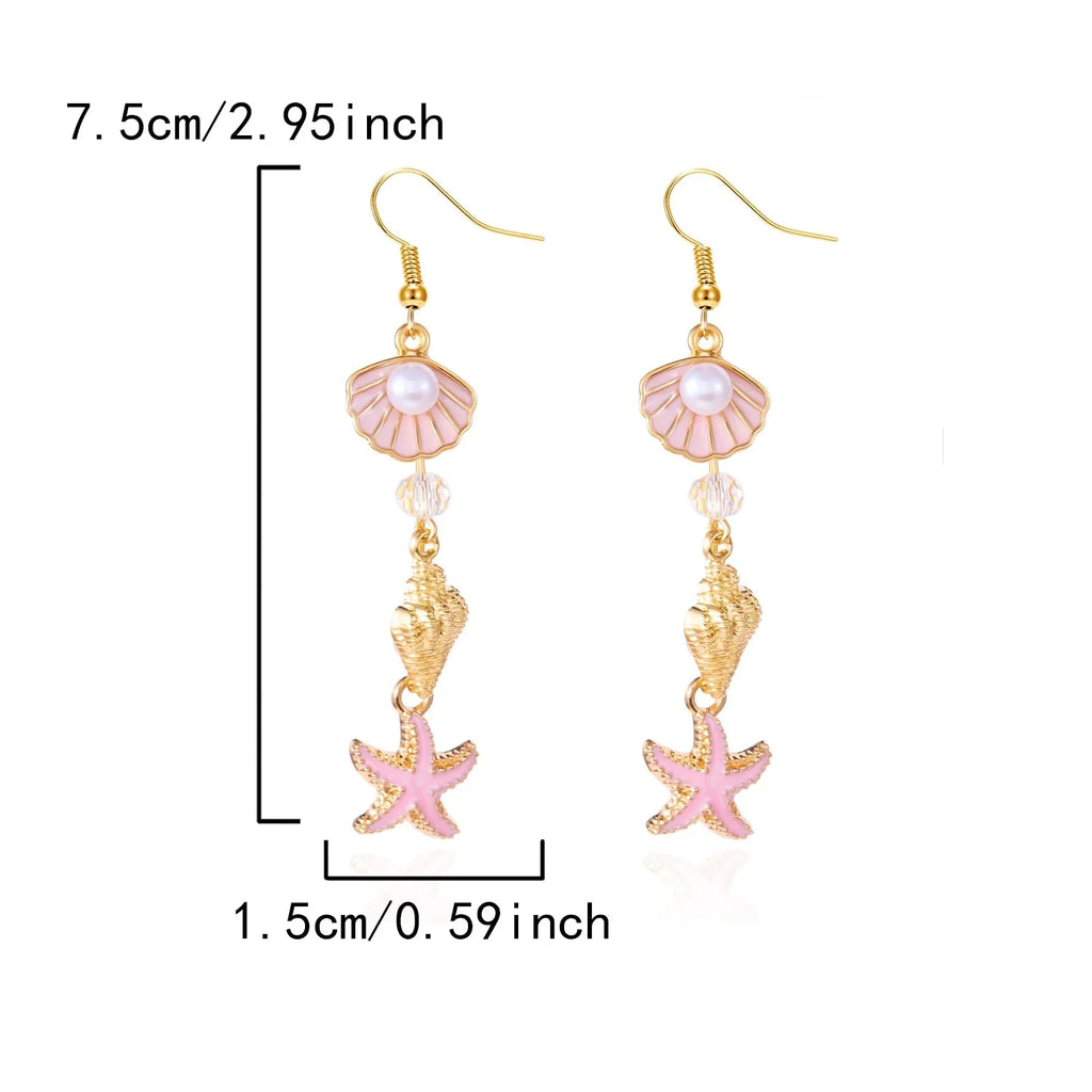 Colorful shell dangle earrings