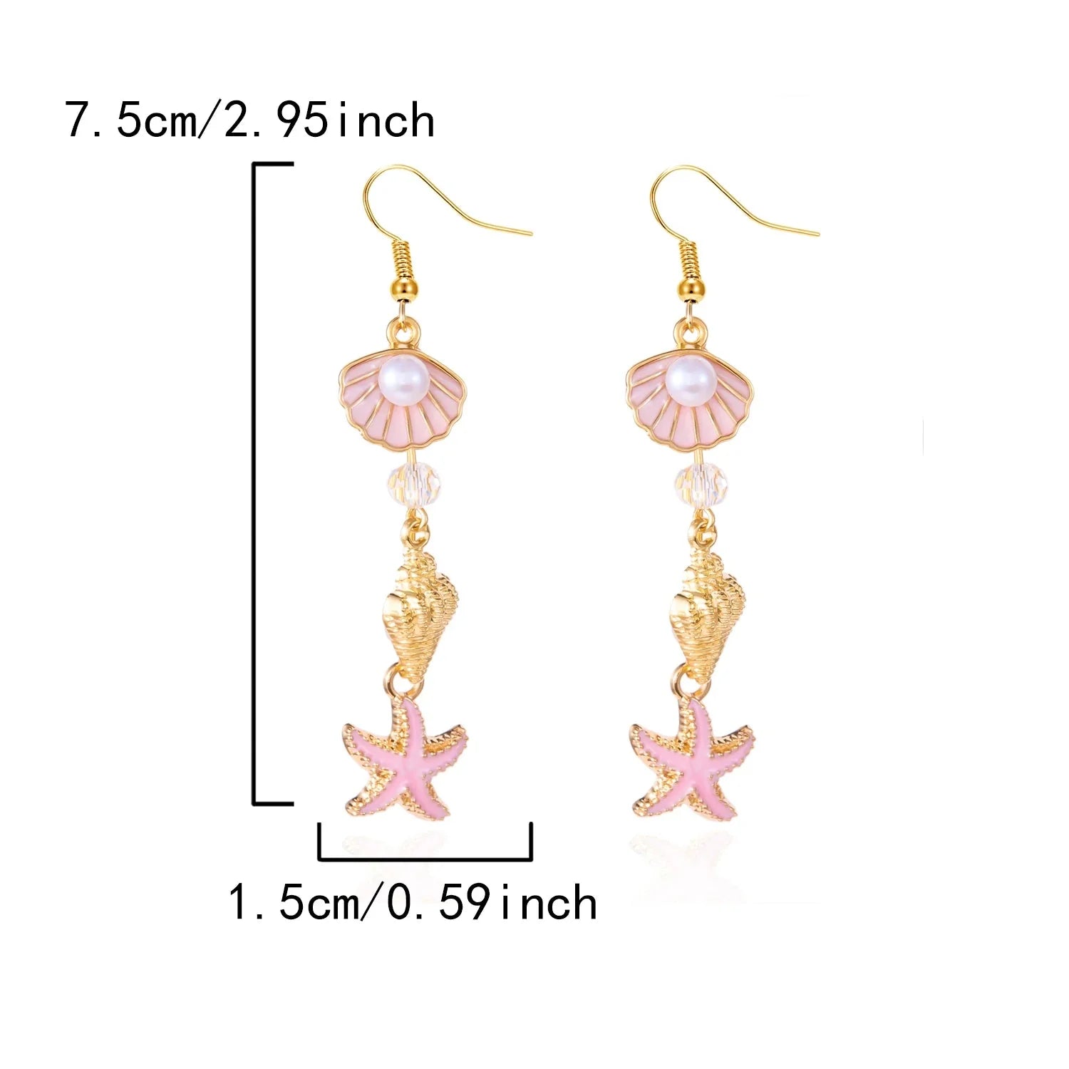 Colorful shell dangle earrings