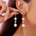 Colorful white shell dangle earrings