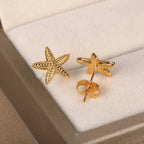 Shell earrings for women, gold starfish