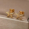 Shell earrings for women, gold starfish